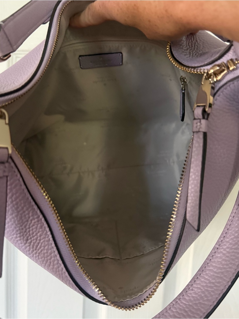 Kate Spade New York Pebbled Leather Hobo Shoulder Bag in Lilac Lavender BohoChic - Picture 8 of 13